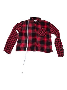 No Boundaries Red & Black Plaid Button-Down Shirt Size L 11-13